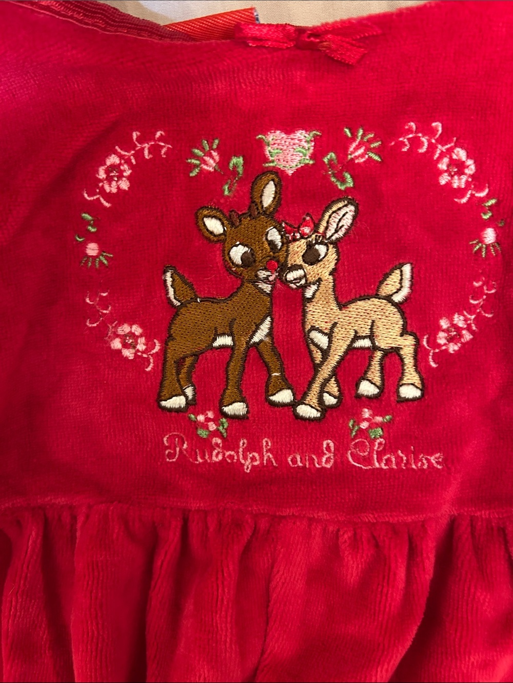Red Velvet Bambi Embroidered Baby Pajama Bottoms - Picture 2 of 7